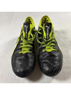 Puma EvoTouch Soccer Cleats Leather FG Black Volt Mens 8.5 Fits Like X